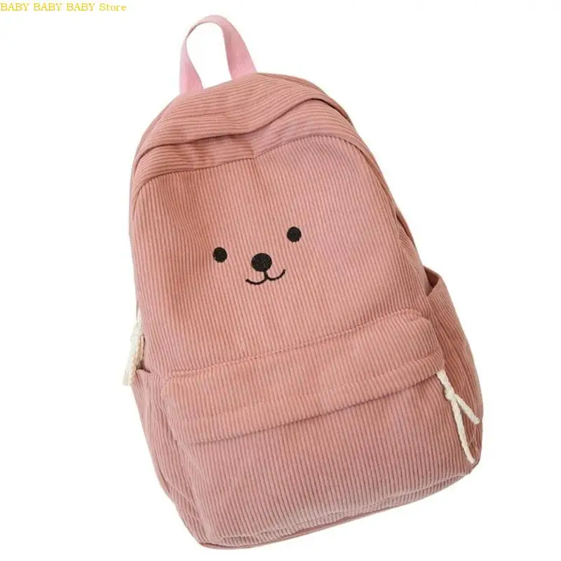 

Q81A Rucksack Girl Corduroy School Bag Large Backpack College Daypack Book Bags