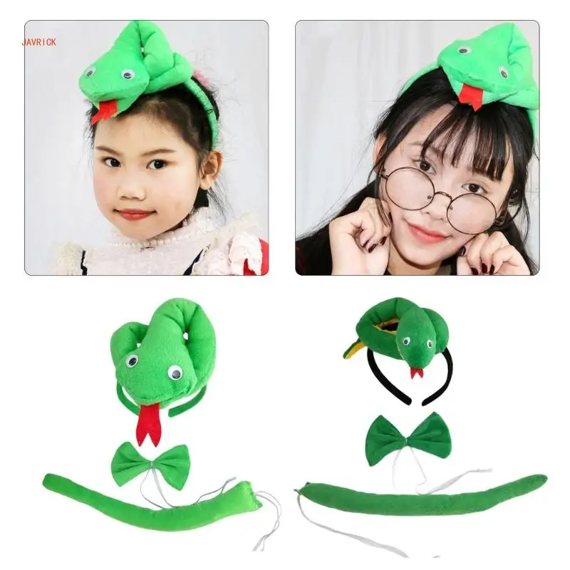 

Halloween Snake Costume Set Halloween Snake Cosplay Costume, Snake Hairband, Tail, Bowtie and Glove for Kid Adult