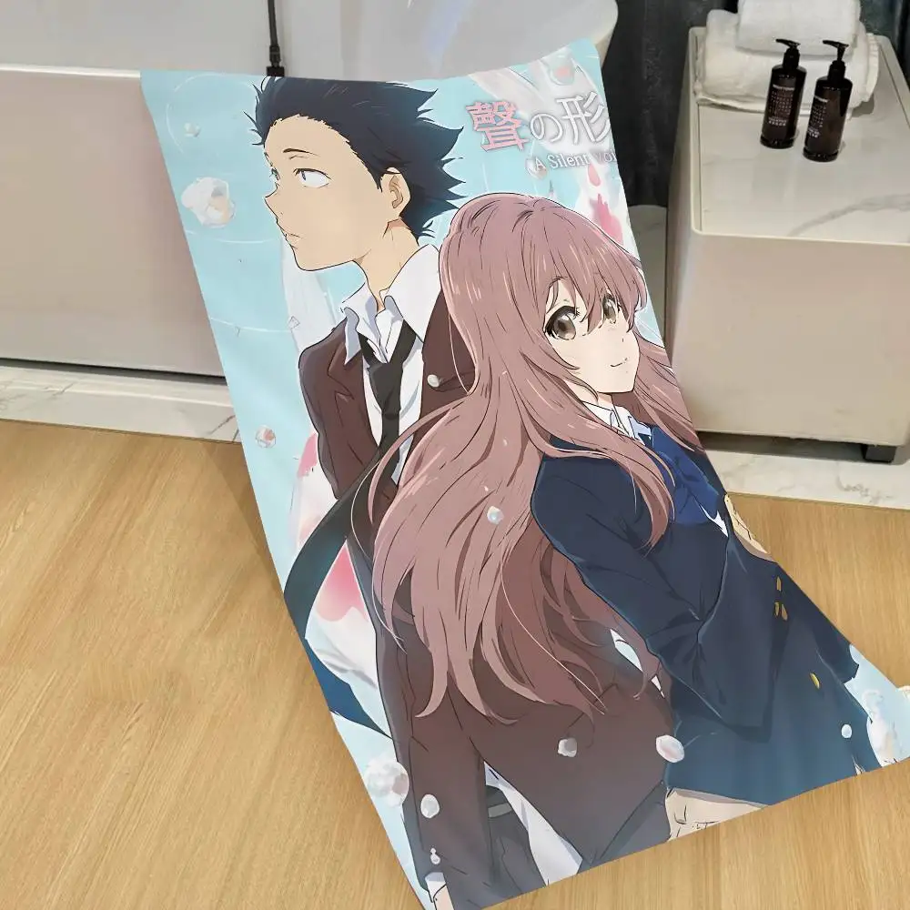 A S-Silent Voice Anime Beach Swimming Towel Soft Absorbent Washcloth Children's Gifts for Kids Travel Camping Gym