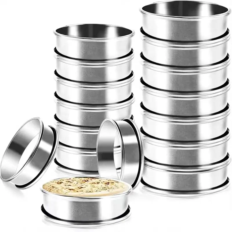 ABXF-Crumpet Rings, 16Pack Cookie Ring, Outer Diameter 3.2Inch+2.1Inch Food-Grade Stainless Steel Tart Rings.