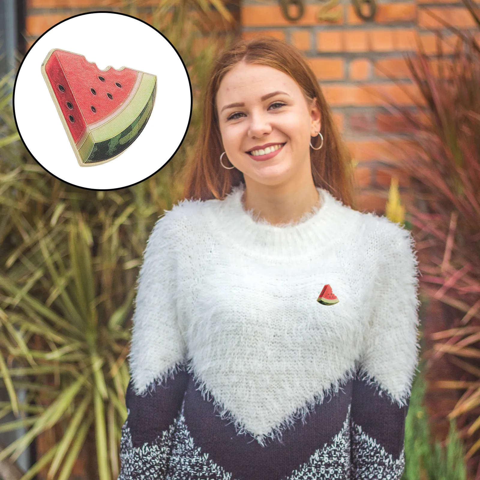 10Pcs Zinc Alloy Brooch Cartoon Watermelon Enamel Pin Cute Fruit Lapel Badge for Jacket Backpack Hat Tote Bag Summer Style