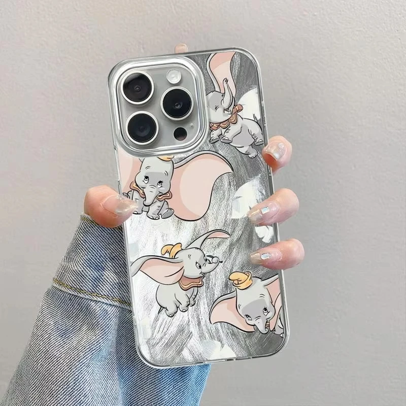 Dumbo Disney Cartoon Cute Camlet Glitter Case for iPhone 16 15 Pro Max 12 11 13 14 7 X 8 Plus XS 16E Clear Silicone Phone Cover