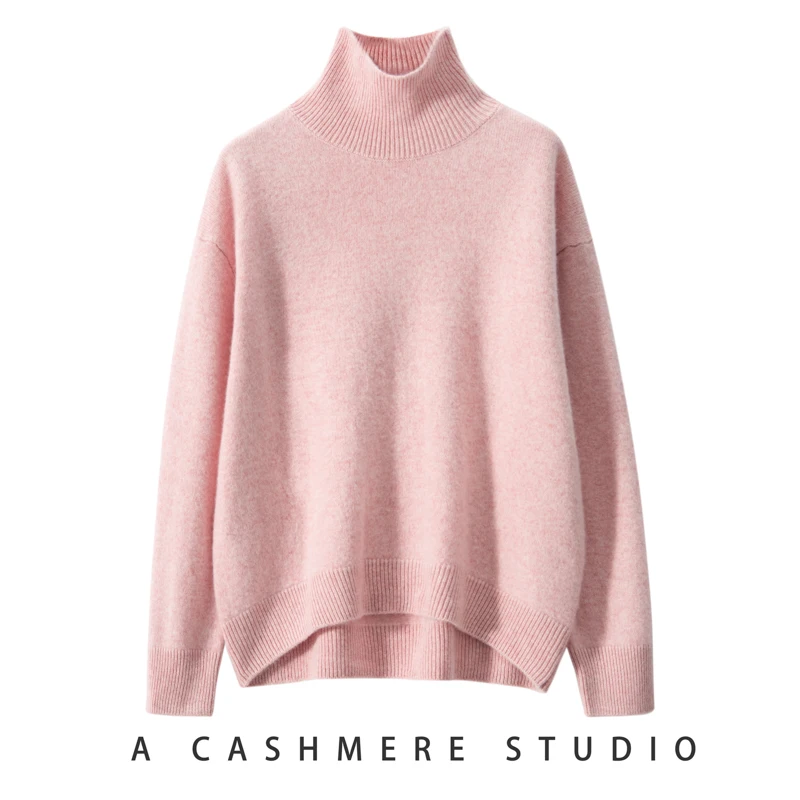 Hot Sale 2022 Autumn Winter 100% Cashmere Sweater Women\'s Turtleneck Soft Warm Pullover Female Loose Large Size Knitted Jumper