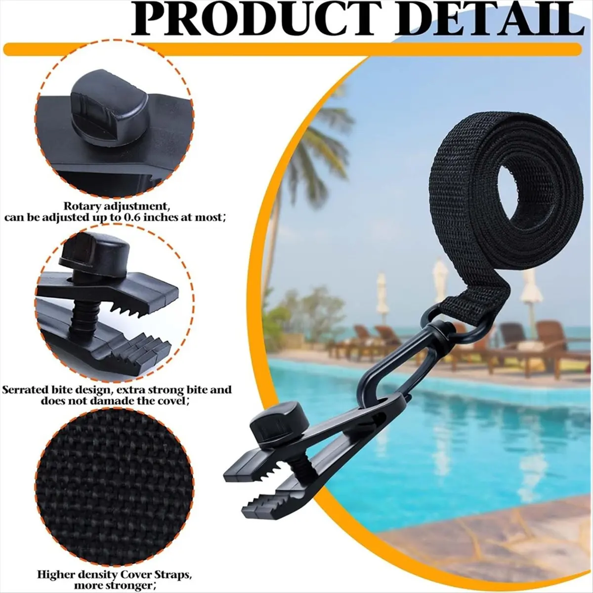 Fits for 18Pcs Upgraded Pool Solar Cover Reel Straps Pool Cover Reel Attachment Straps Pool Reel Straps Kit