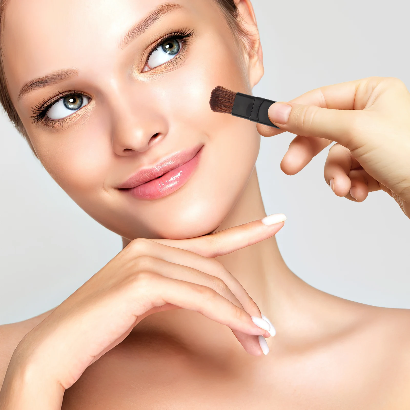 5-delige kleine platte blozenborstelset Zachte vezel make-upapplicator Mini Foundation Brush Draagbare reisgezichtsmake-upborstels