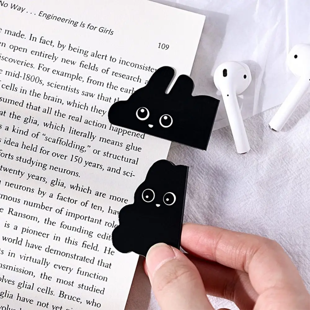 6PCS Black Magnetic Bookmarks Kitty Bunny Cute Design Animal Shaped Bookmark Kawaii Funny Book Page Marks Book Accessories