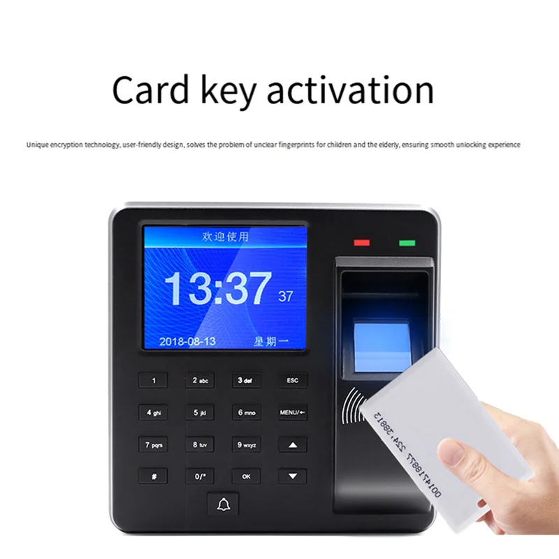

A99E-Biometric Fingerprint 125Khz RFID Attendance Clock Time Recorder Check In Recognition Door Access Control
