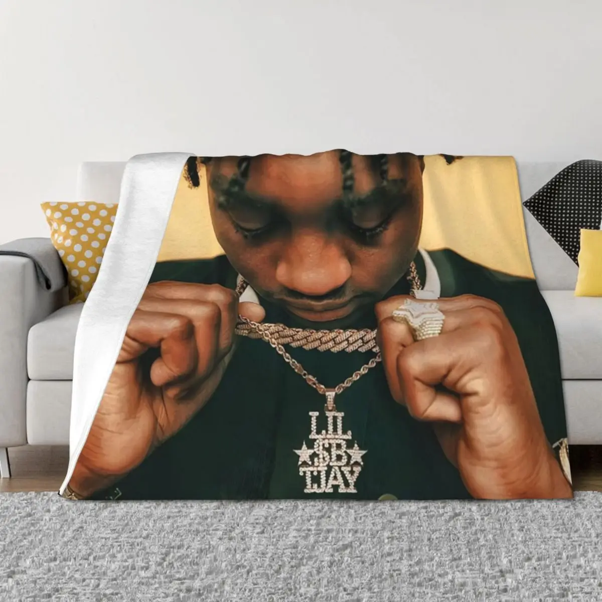 

Lil Tjay Necklace Throw Blanket valentine gift ideas Vintage Shaggy Blankets