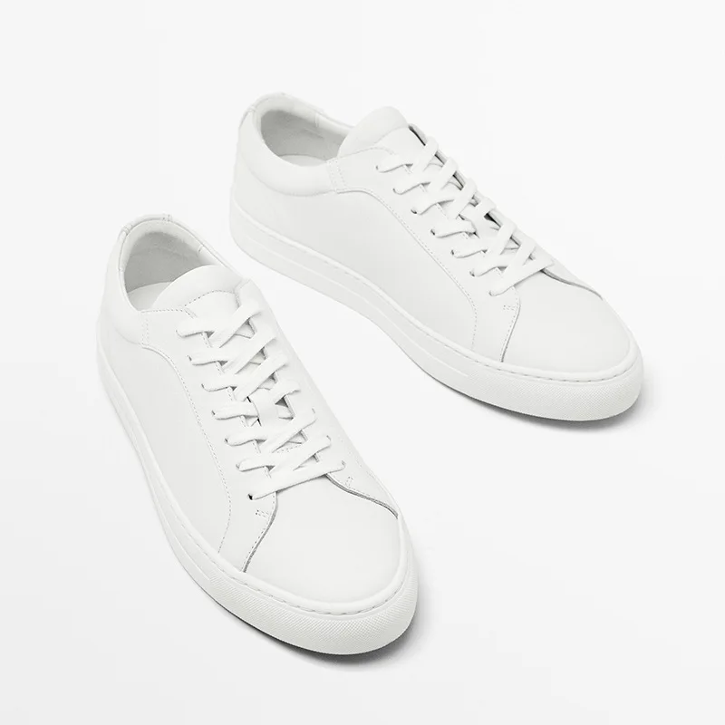 

Withered Minimalist British Fashion Men's Shoes Men's White Shoes Genuine Leather Lace Up Flat Casual Board Shoes Men's Sneakers
