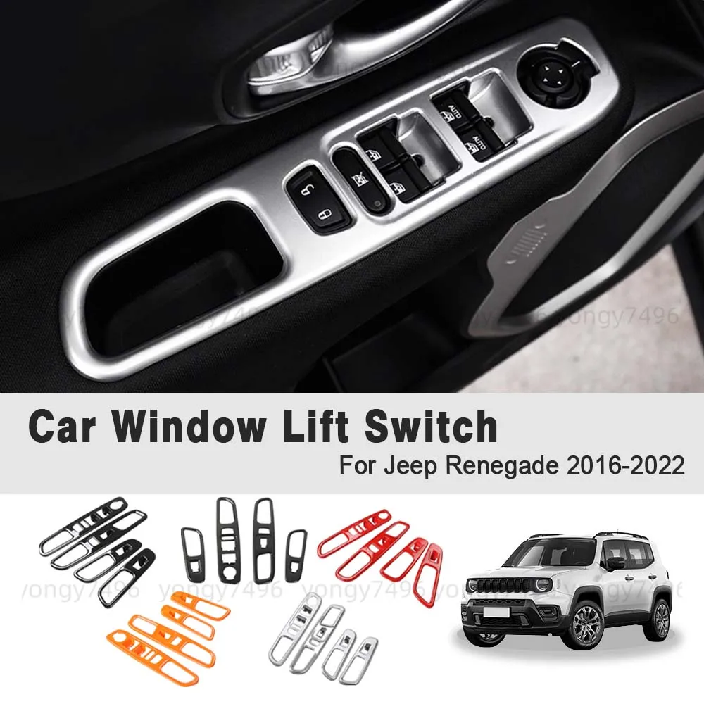 

Car Upgrade Car Window Lift Switch For Jeep Renegade 2016-2022 Decoration For The Window Lift Switch Button In The Car Black Red