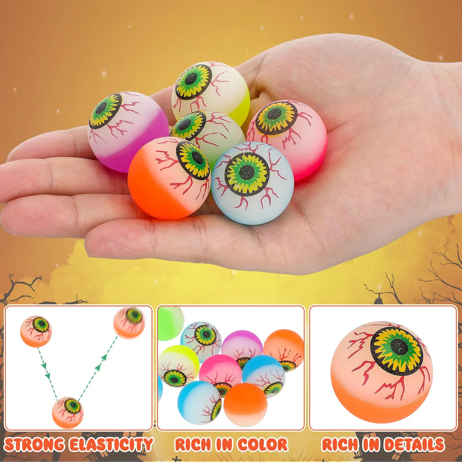 10 قطعة 32 مللي متر مخيف كذاب مقل العيون هالوين حفلة الحسنات الاطفال نطاط كرات ديكور كرنفال جوائز أكياس صغيرة #6