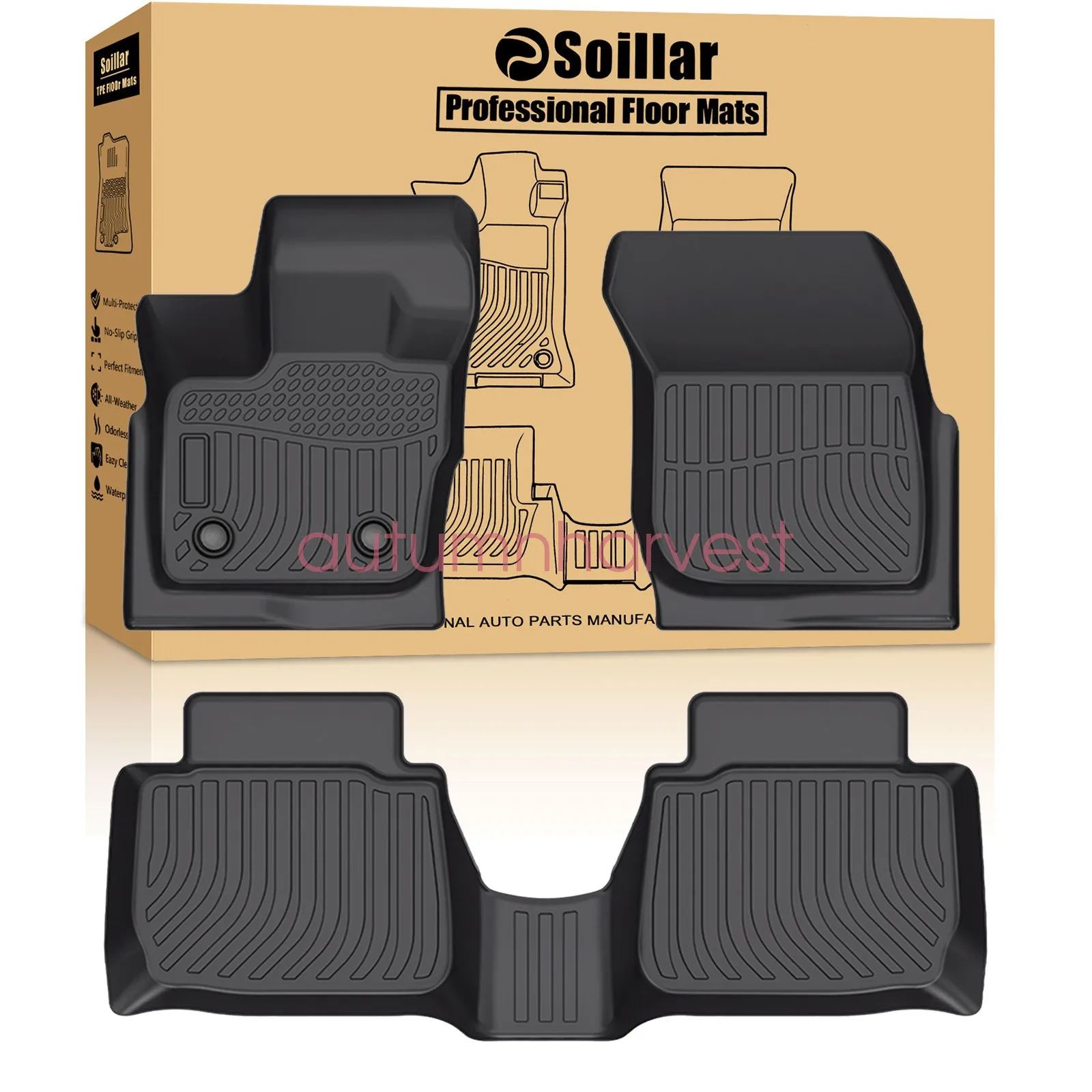 

3D TPE Floor Mats Liners All Weather Fits 2017-2020 Ford Fusion Black