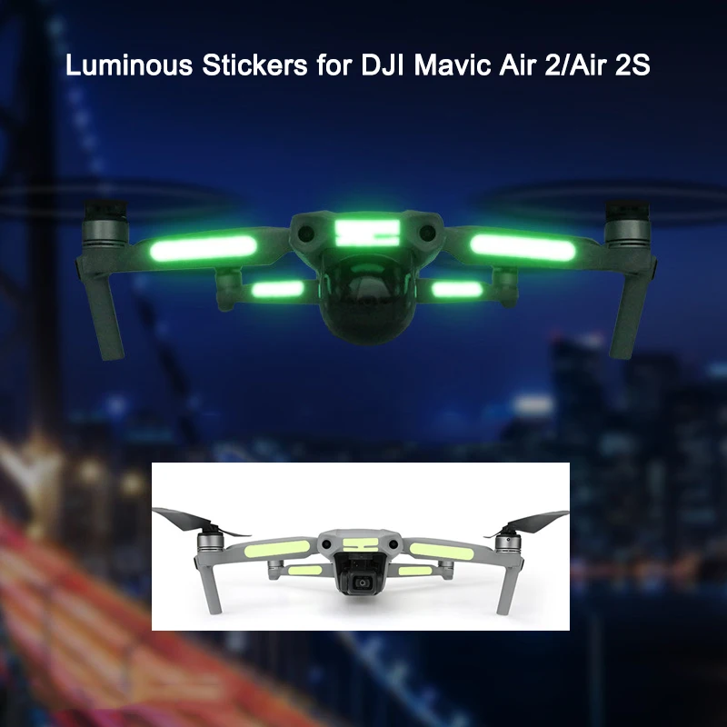 Aircraft Night Flight Fluorescent Decals for DJI Mavic Air 2/Air 2S Luminous Stickers Decorative Glow Sticker Drone Accessories