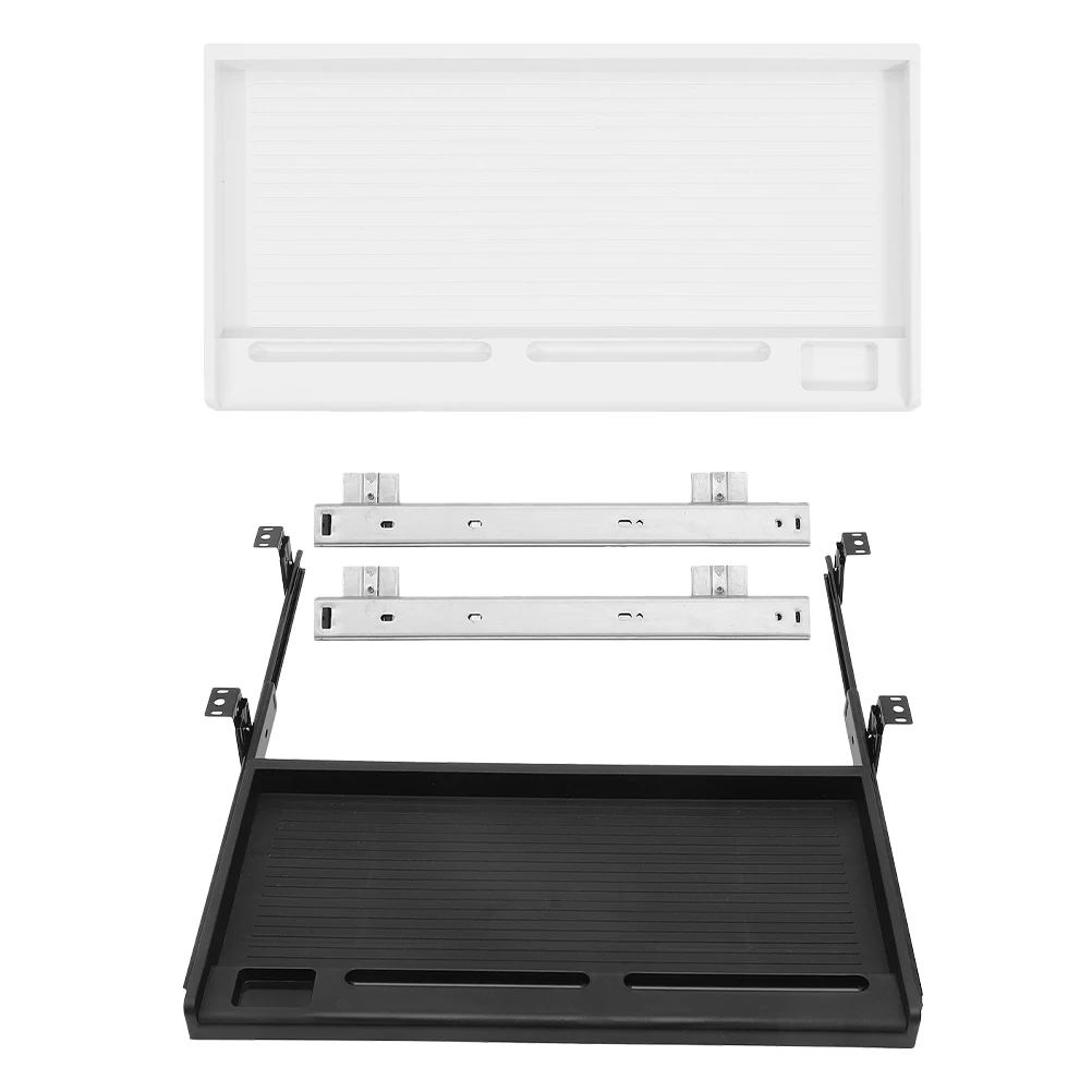

Keyboard Tray under Desk Slide Out Storage Rack 2 Sets Drawer Organizer Keyboard Stand Slide Pull Out Platform for Typing Small