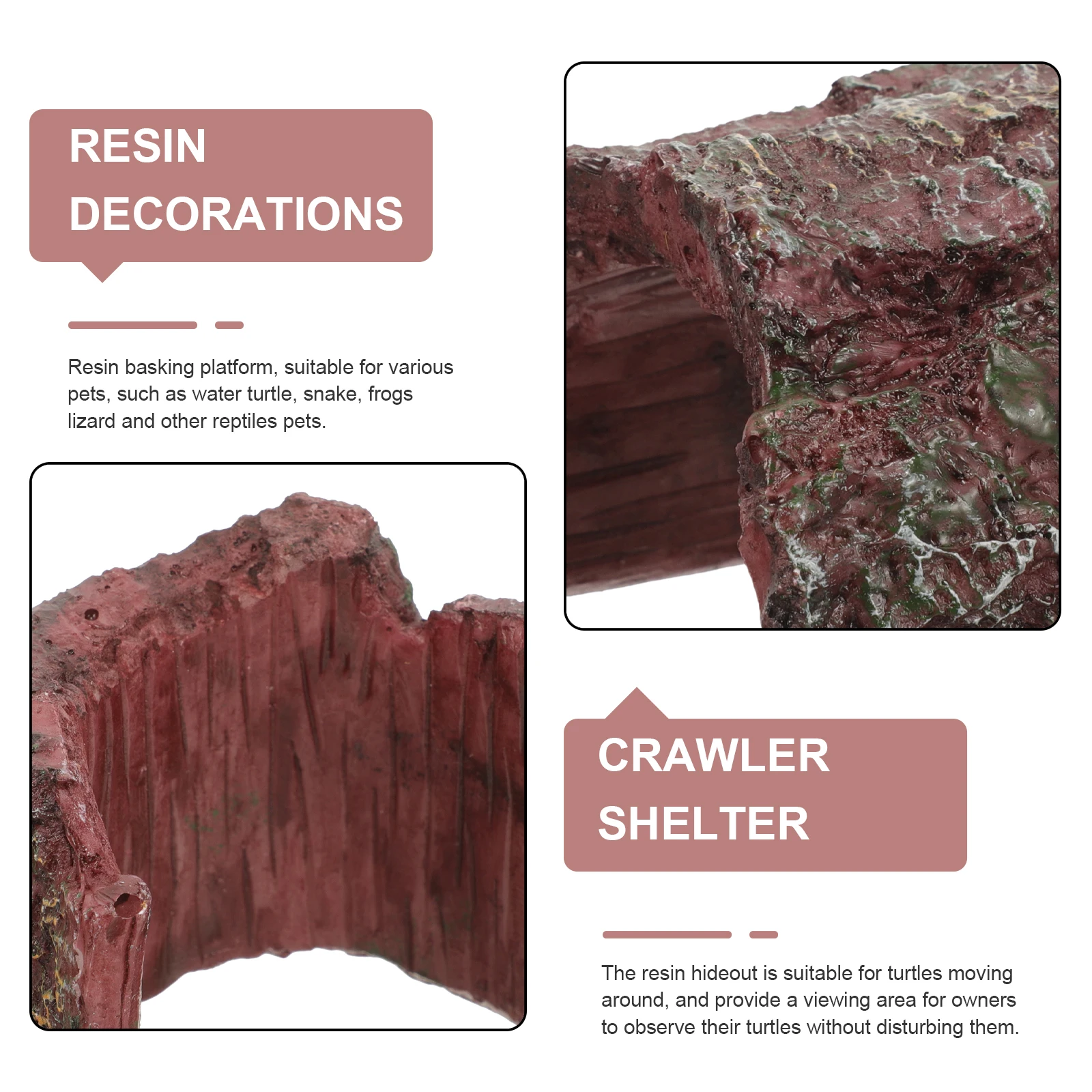 

Reptile Cave Resin Hideout for Turtles Lizards Frogs Basking Platform Habitat Decor Creative Reptile Hiding Place