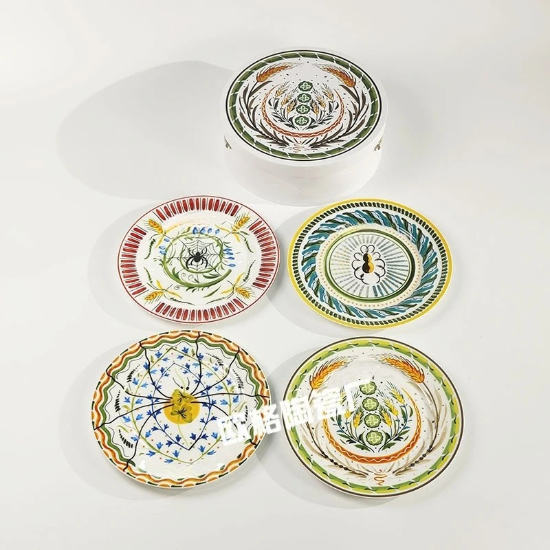 مجموعة أطباق ستيك سيراميك مبتكرة مرسومة يدويًا مقاس 10 بوصة للاستخدام المنزلي مجموعة أطباق العشاء الغربية #5