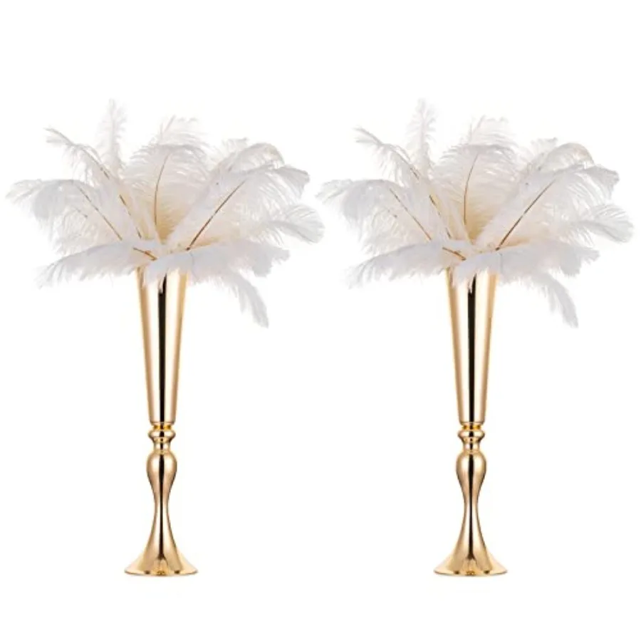 

Gold Tall Centerpiece Table: 21.9" Trumpet Vases for Wedding Metal Flower Stand for Party Decorations Set of 2