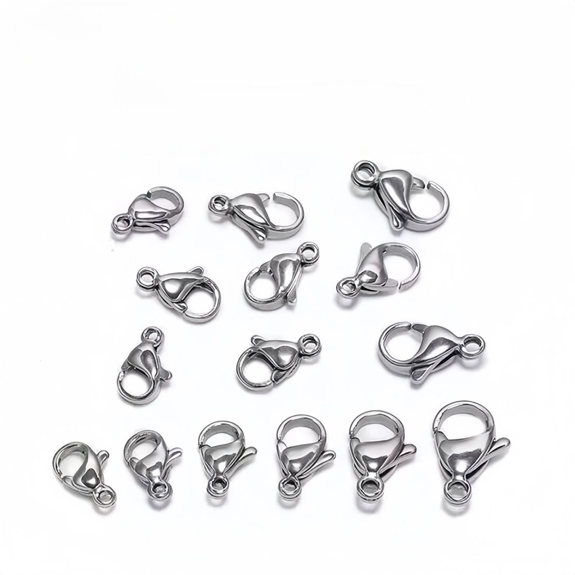 100 قطعة/الحزمة الفولاذ المقاوم للصدأ اللون الحفاظ على جراد البحر مشبك سوار قلادة مشبك DIY بها بنفسك مجوهرات اكسسوارات بالجملة