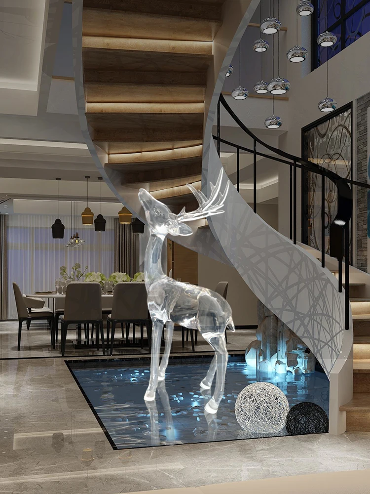 

Shopping Mall Sales Office Sika Deer Modern Abstract Decoration Artwork Zhaocai Deer Transparent Decoration Sculpture Customizat