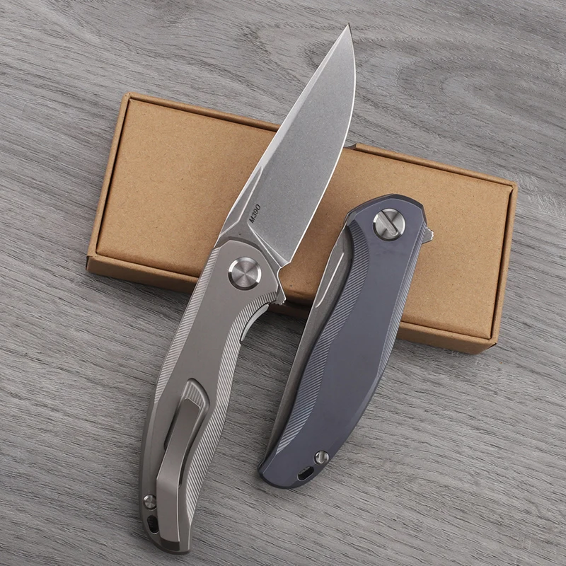 M390 Steel Titanium Alloy Handle Folding Knife Outdoor Camping Survival High Hardness Sharp Portable Tool EDC