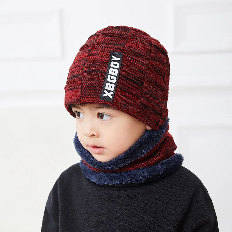 Conjunto de gorro y bufanda de punto con forro polar para niños y niñas, gorro cálido de invierno, 5, 6, 7, 8, 9, 10, 11 y 12 años