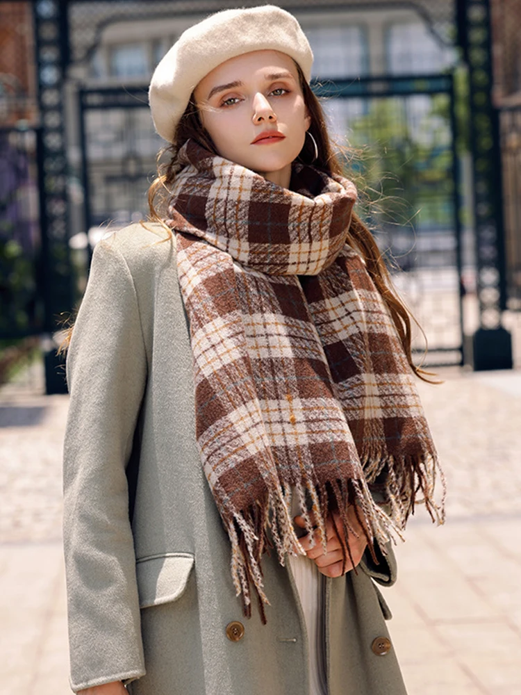 Knitted Scarf Headscarf Winter Women Ladies Men Preppy Plaid Warm Scarves Pashmina Mujer Female Male Foulard Bufanda Wrap Shawl