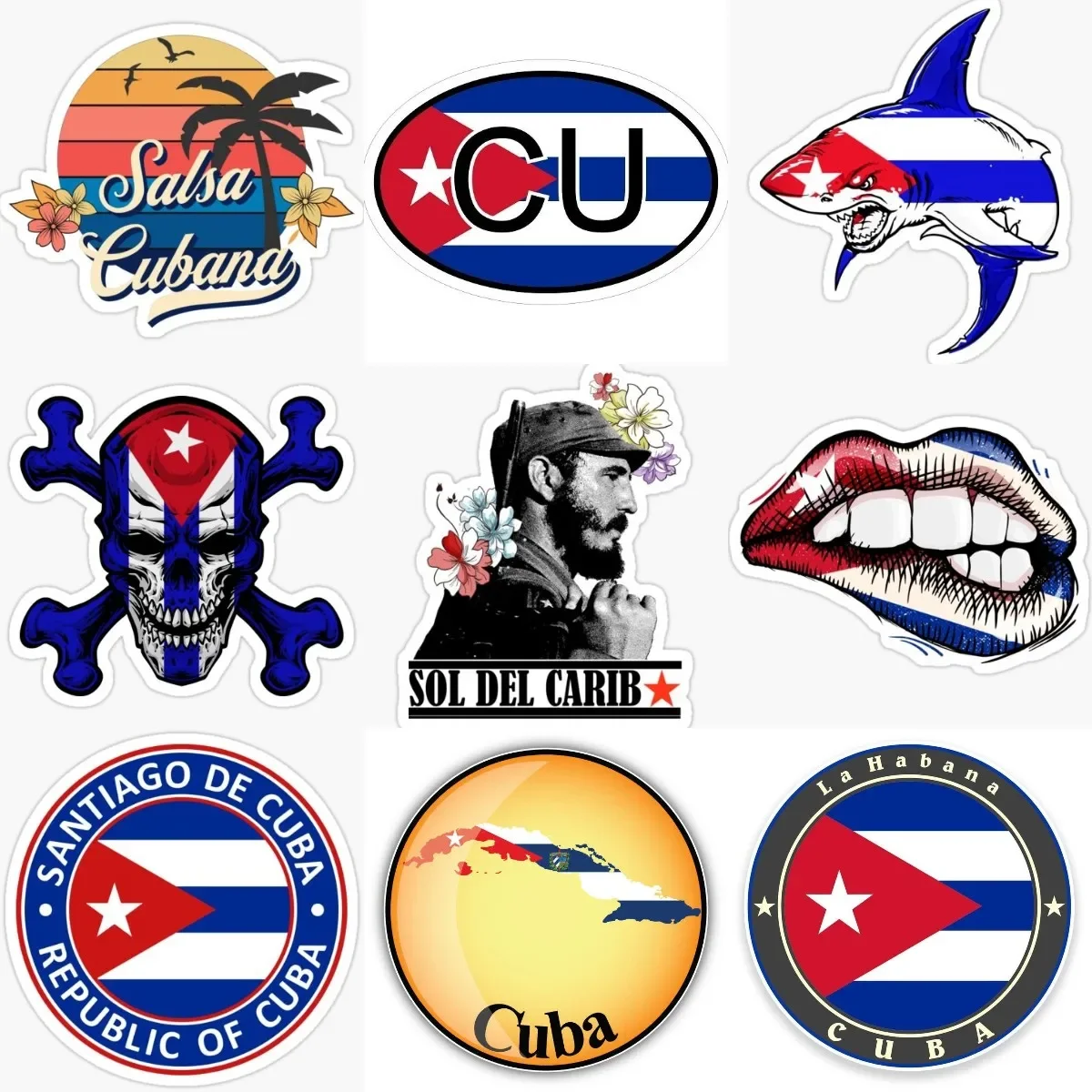 

Cuba CU Flag Badge Creative Sticker for Covered Scratch Decorate Window Glass Wall Room Table Motorcycle Off-road Fridge Helmet