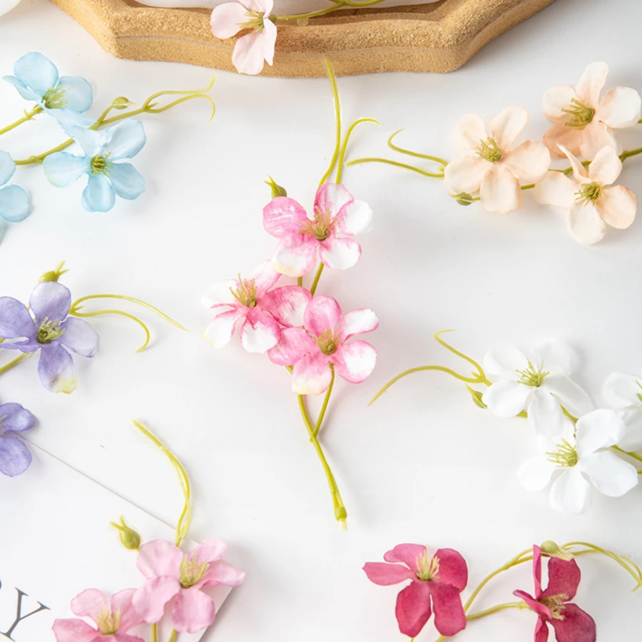 50/100 Stück Seiden-Kunstblumen Pflaumenblüten DIY Geschenkbox Scrapbook Festival Deko Heim Zimmer Außenbereich Garten Hochzeitsstrauß – Detail 7