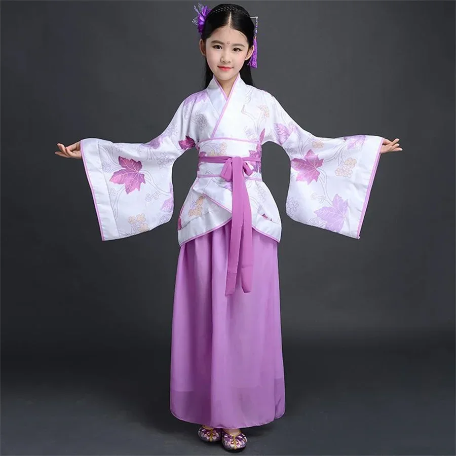 2026 Robe en soie chinois pour filles, Kimono pour enfants, disfraz de chorale de danza Hanfu tradicional Vintage