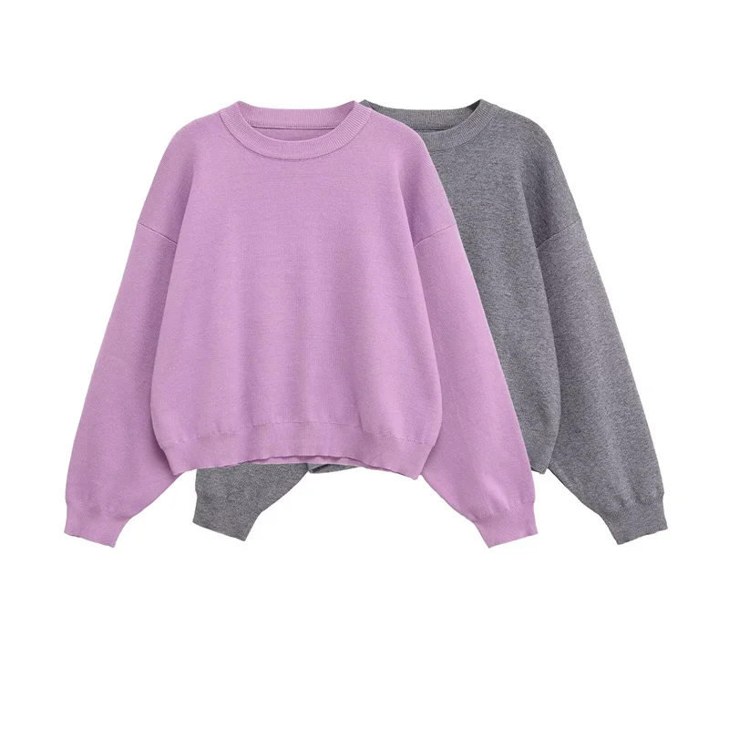 

Women's Top 2025 Autumn New Style Solid Color Long Sleeve Round Neck Simple Basic Knit Top Casual Fashion Versatile