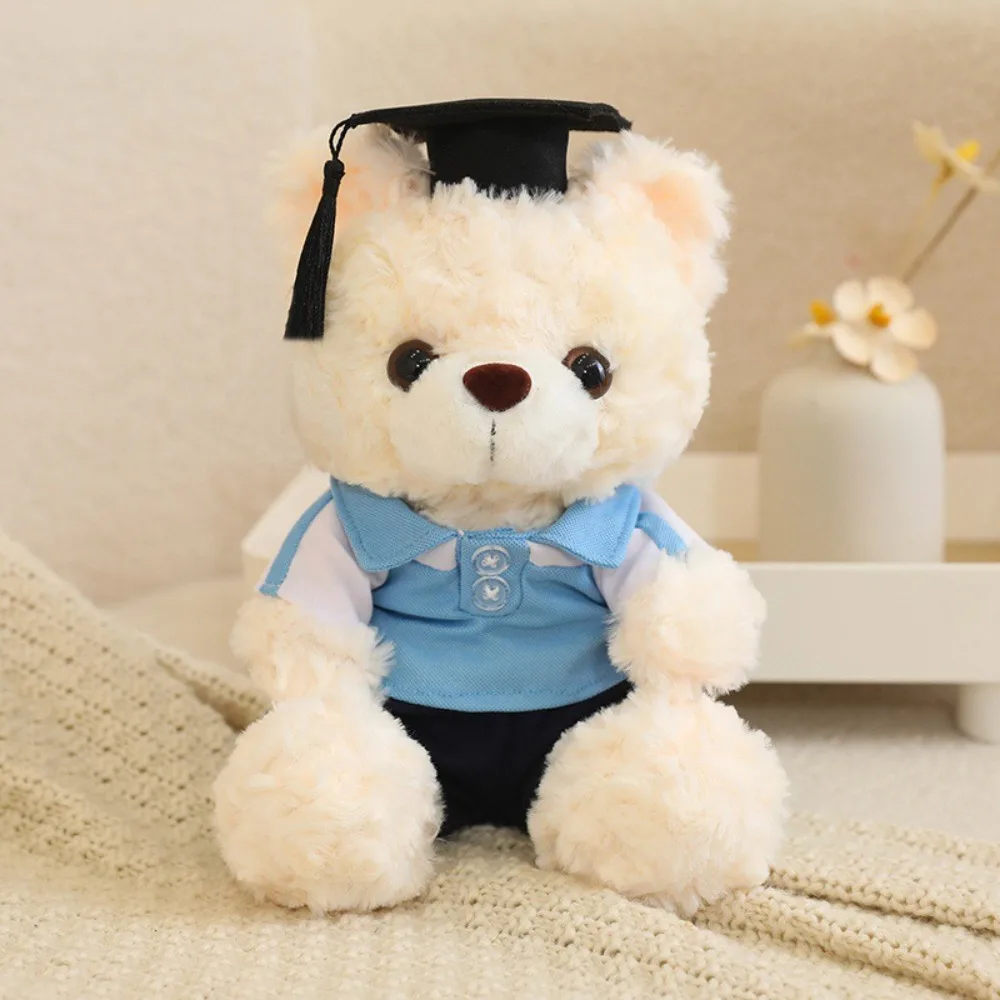 

Stuffed Toy Doctor Cap Graduation Bear Doll Cartoon Soft Doll Bachelor Bear Plush Toy 23cm with Doctorial Hat