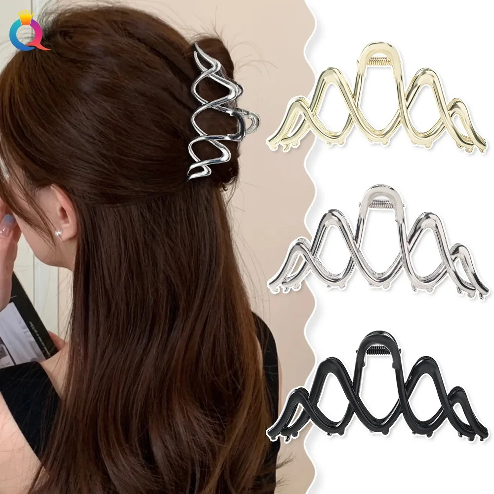 Mountain Shaped Metal Hairpin New Fashion Gold Silver Hair Claw Clip Vintage Elegant Hair Clip Women Alloy Ponytail  Accessories