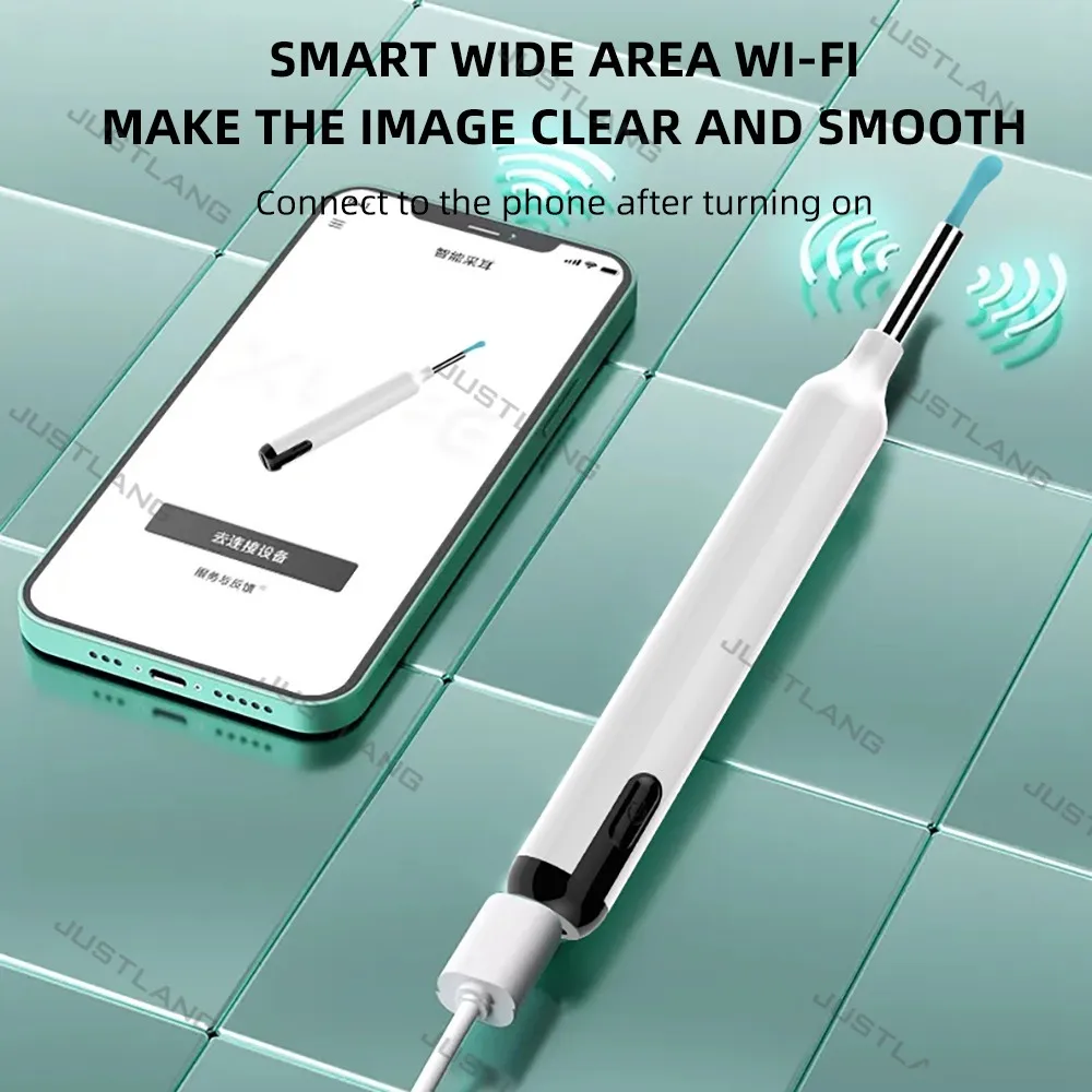 JUSTLANG Smart Visual Ear Cleaner Earpick with Camera 12000000 Pixel Ear Sticks USB C Charging Ear Wax Removal Tool WIFI Connect