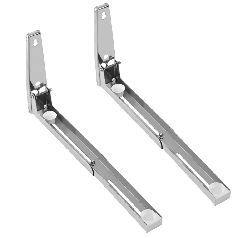 2PCS Sturdy Stainless Steel Microwave Oven Bracket Adjustable Load 55 Lb Wall Mount Rack Stretch Bracket Microwave Rack