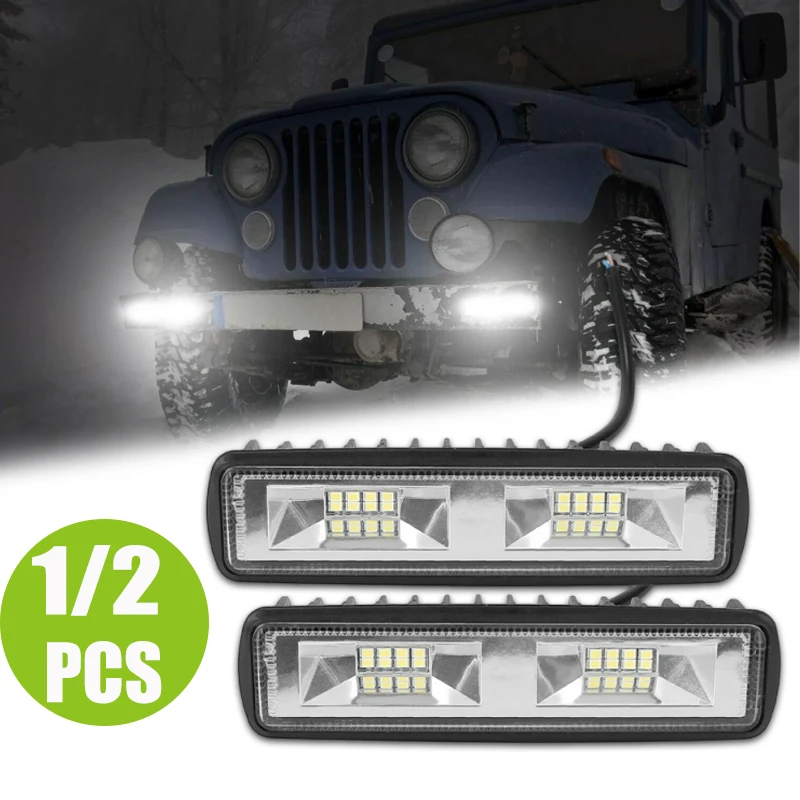1/2PCS Car Work Light  12V 48W 16LED Waterproof Motorcycle Off-Road Truck Spotlight Single-row Headlights Universal Auto Parts