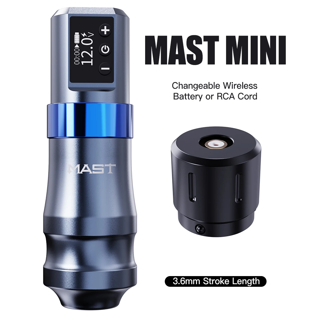 

Mast Mini Coreless Motor 1600mAh High Capacity Changeable Wireless Or Wire Battery RCA Machine 3.6mm Stroke Tattoo Machine