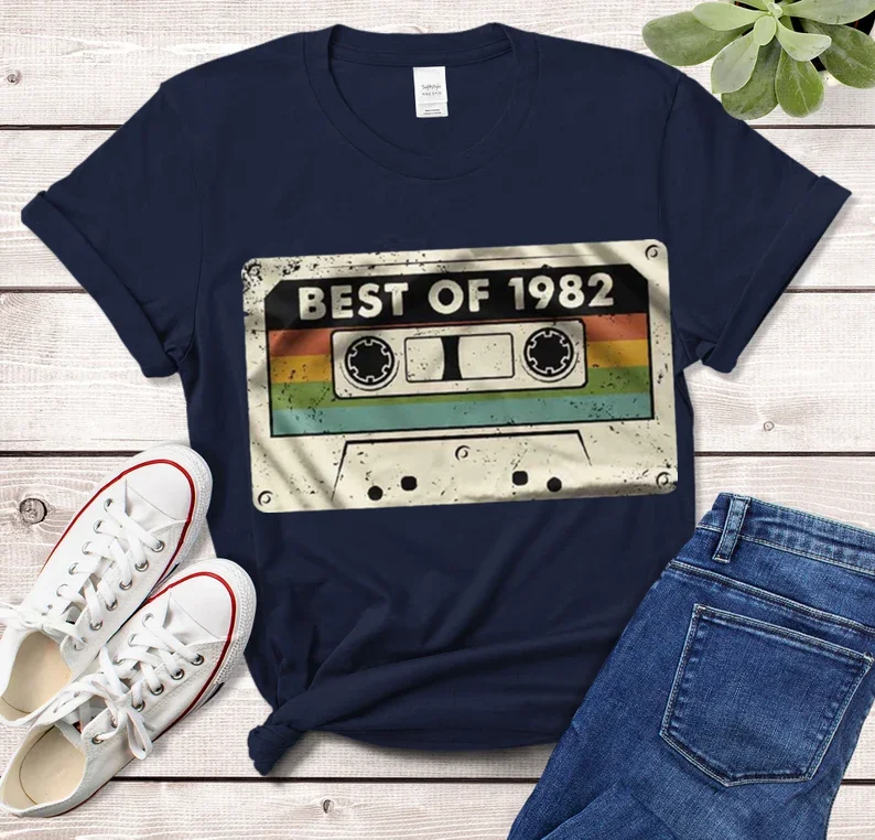 Vintage 40th birthday shirt gift 1982 birthday t-shirt, awesome since 1982 well aged original parts 100%cotton harajuku goth y2k