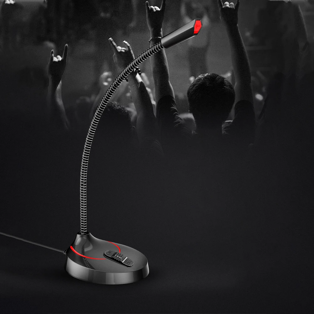 

Adjustable Gooseneck Microphone Stand Conference Broadcasting Desktop Bracket Black 3.5Mm Portable For Online