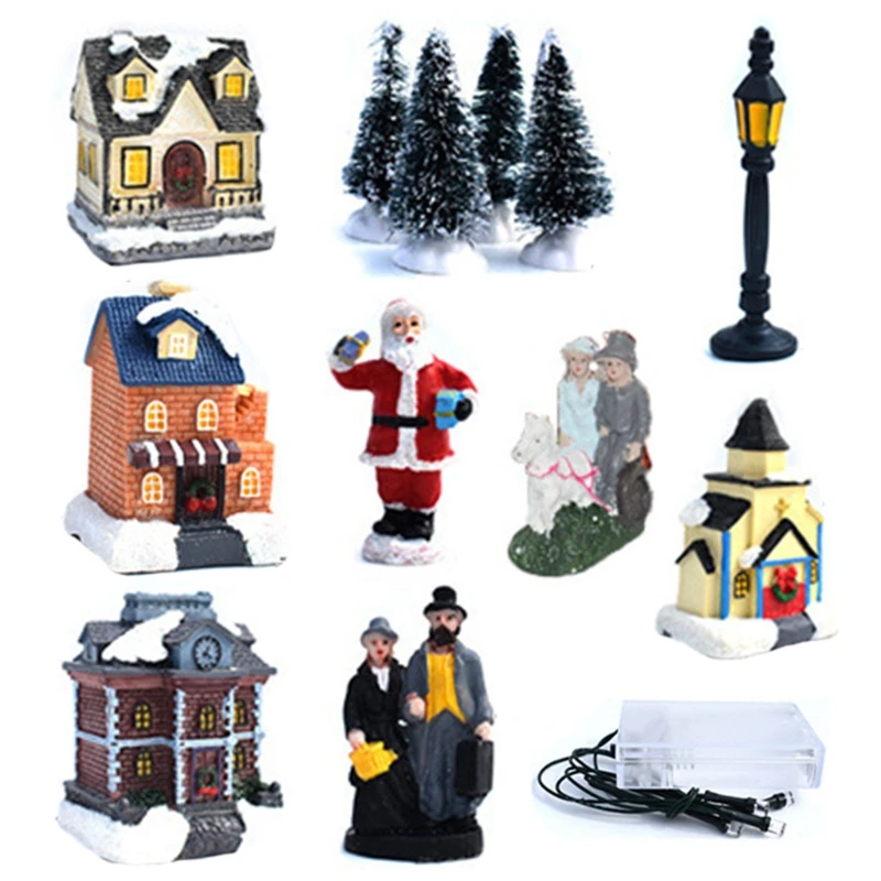 Christmas Ornament with LED Light Christmas Village Houses Christmas Home Decor