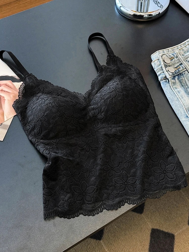 Gilet con cinturino in pizzo da donna Nuovo 2025 con imbottitura sul petto Strato base Bellissimo reggiseno Ba Intercato Capispalla irt Commute Sle ort...