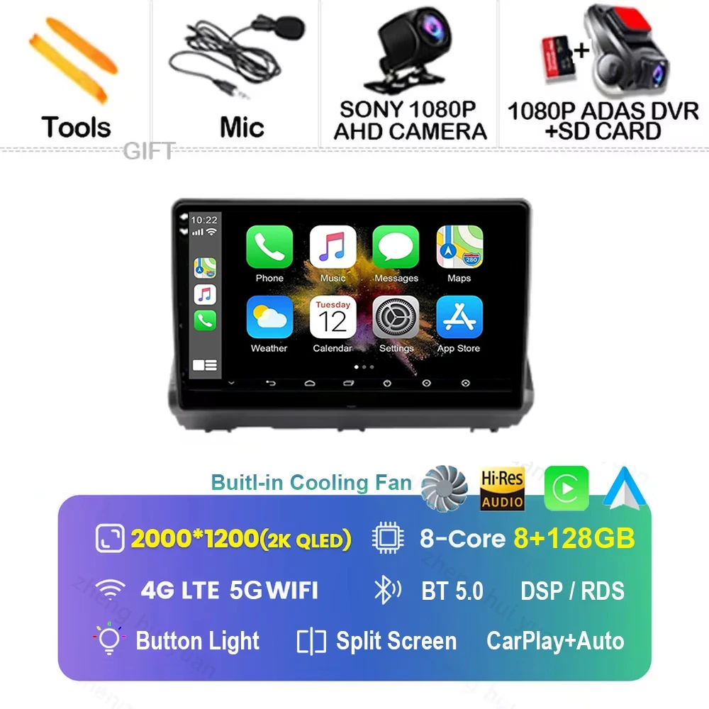Android 16 Carplay Android Auto autoradio multimediaspeler headunit voor Renault Dacia Logan Sandero Jogger 2019 - 2023 - afbeelding 1