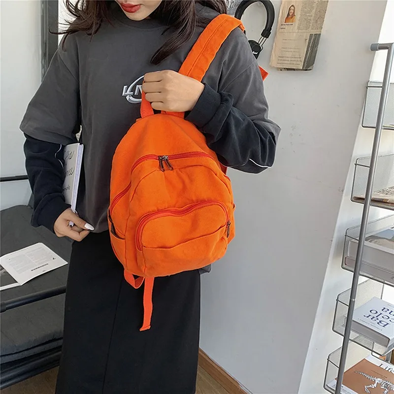 Canvas Women Small Backpack Vintage Feminina School Mini Backpack Women Bagpack Female Solid Girl Mochilas