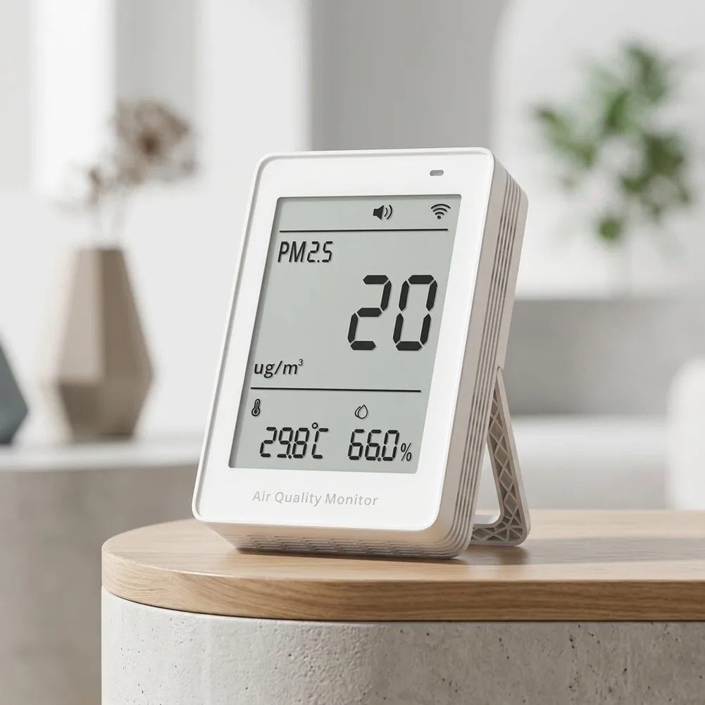 For Smart Indoor Quality Monitor PM2.5 PM10 Temperature Humidity Sensor With 3.73 Inch Display For Home Office Matter Ecosys