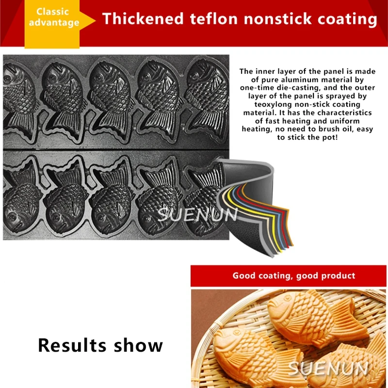 Taiyaki – machine électrique à 3 trous, 220V, 2kw, pour rôtir les petits gâteaux de poisson, snacks