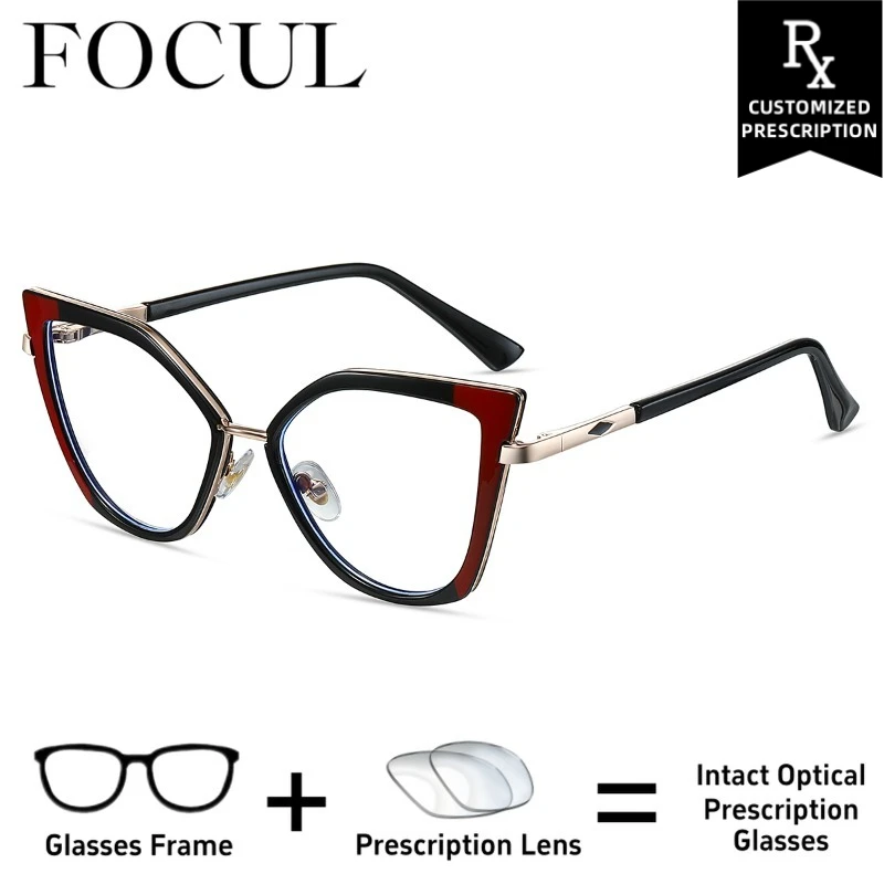 

FOCUL Anti-Reflective Coating Photochromic Myopia Eyeglasses Anti-Reflectivel Glasses Women Custom Prescription Optical Eyewear