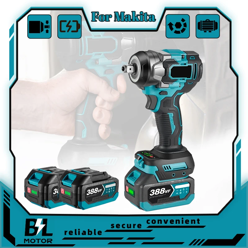 

Brushless 600N.M Torque Electric Impact Wrench Cordless Electric Wrench Screwdriver Power Tools For Makita 18V Battery Pin