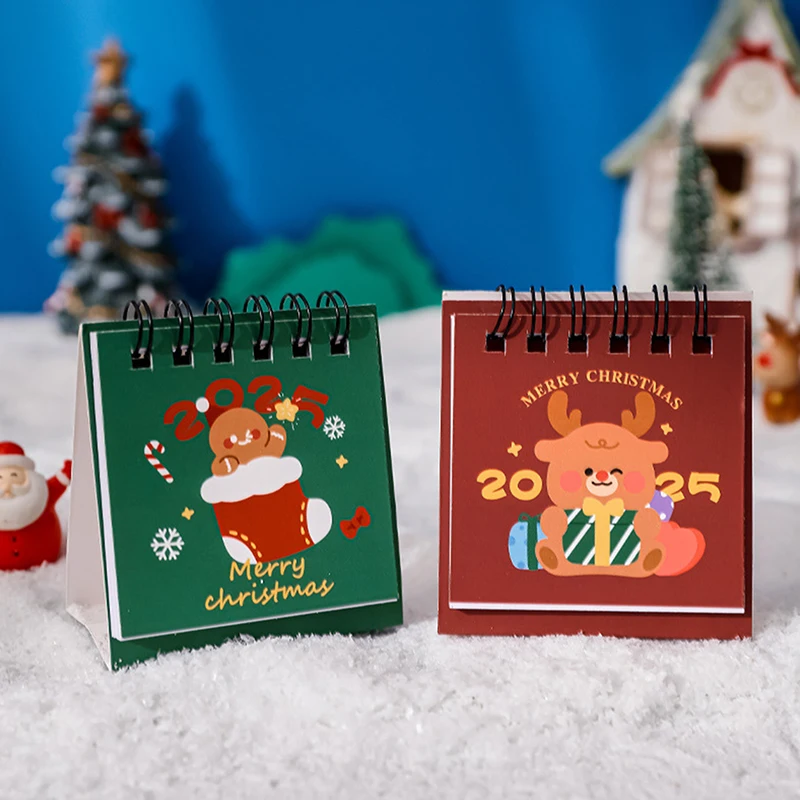 2025 Mini Cartoon Christmas Desk Calendar Portable Pocket Small Daily Planning Calendar Manage Time Schedule Desktop Decoration