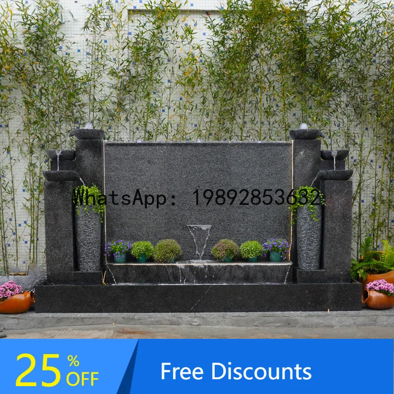 

XL Stone Water Curtain Wall Water Flowing Wall Screen Partition Large Granite Outdoor Courtyard Water Feature Shadow Wall