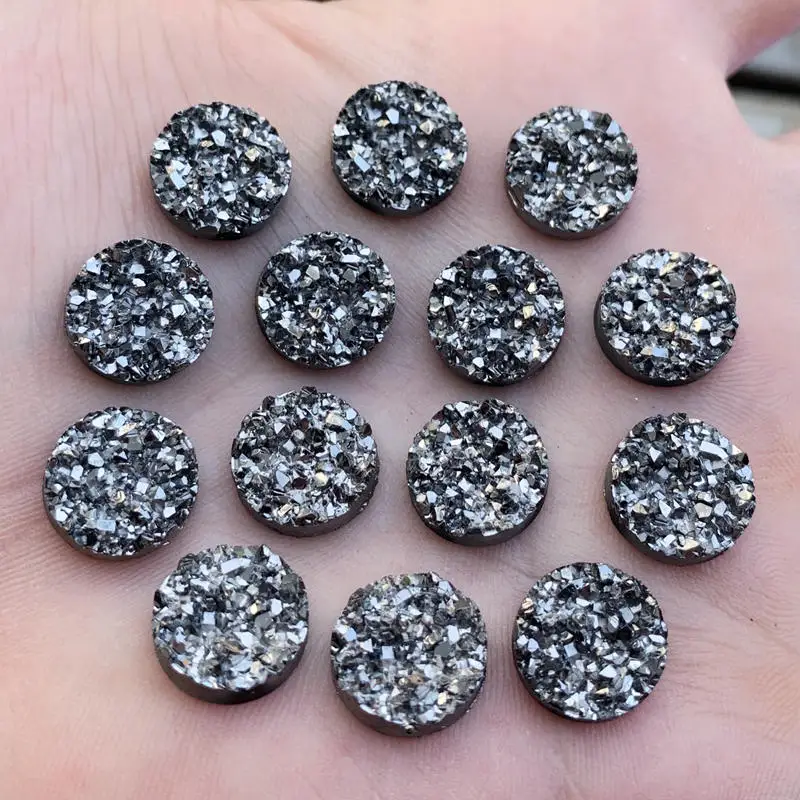 Bling 50PCS 12mm Round AB Colors Mineral Surface Resin Rhinestone Flatback Cabochon Stone DIY Wedding Decoration Crafts -B28