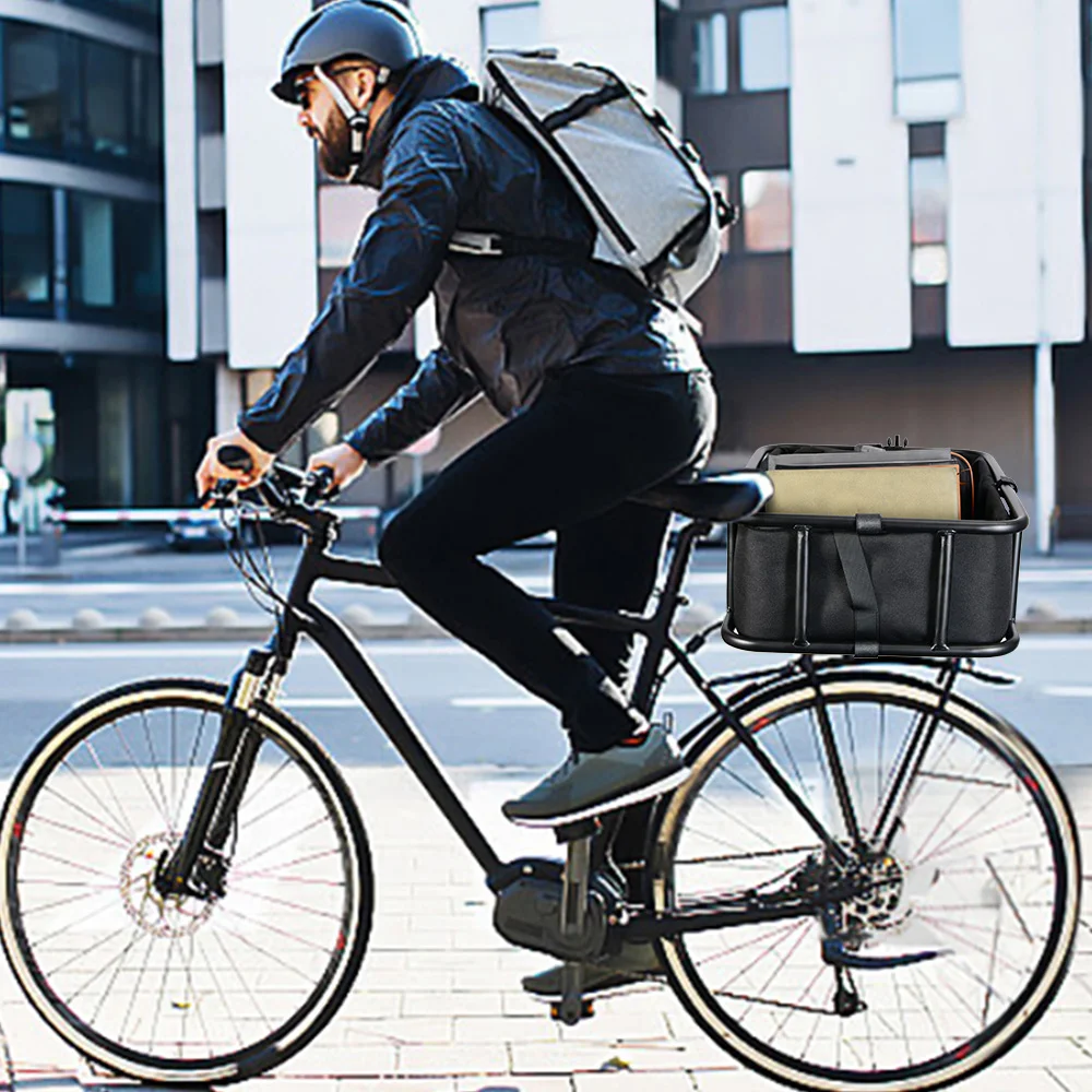 Fahrradkorb hinten Fahrradkorb hinten mit Innenfutter, hinten abnehmbarer Metall-Fahrradkorb, robuster Fahrrad-Hinterkorb für die meisten Fahrräder – Detail 11